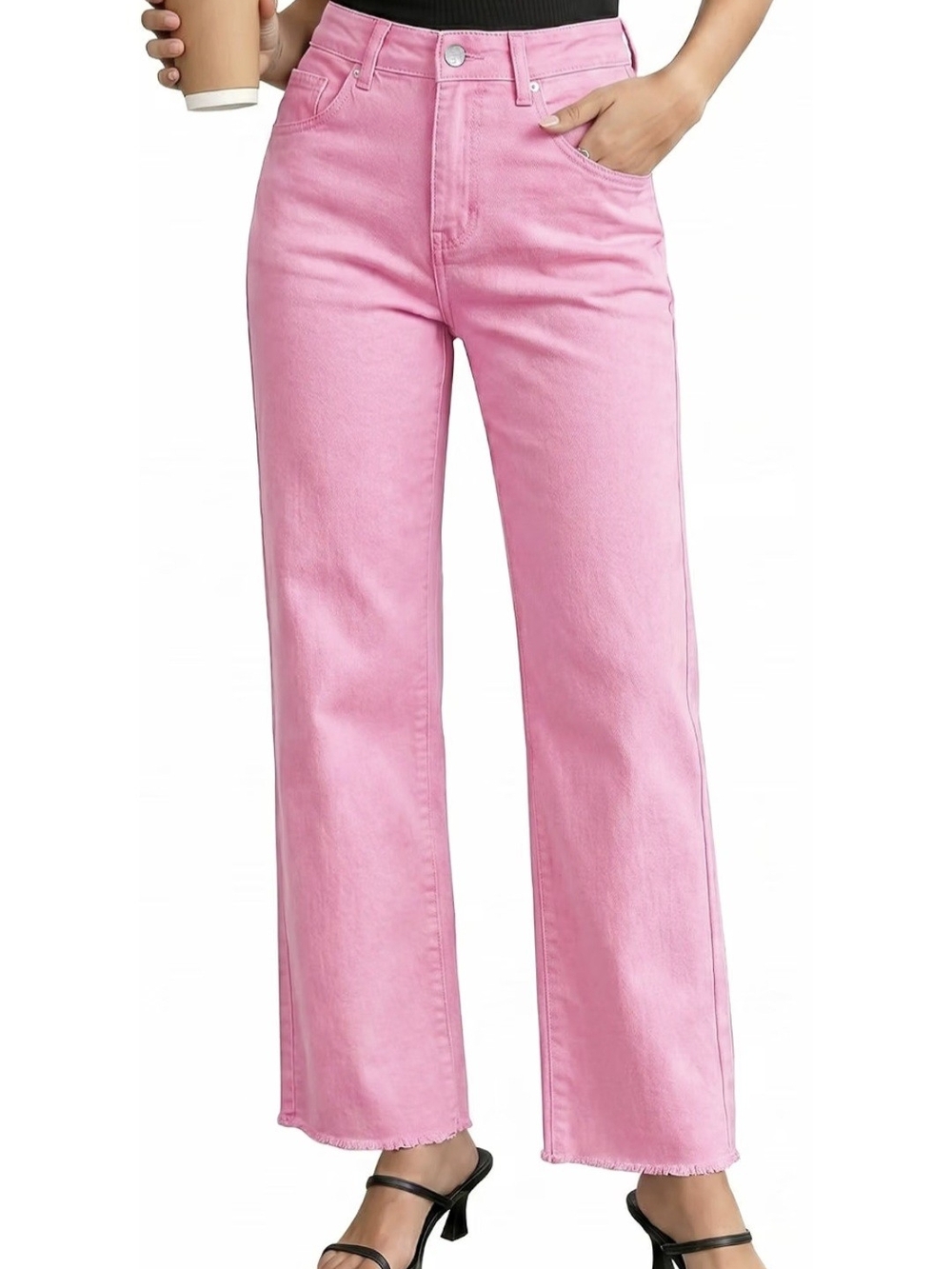 Grapent Women’s Pink High-Rise Straight Jeans - Size M